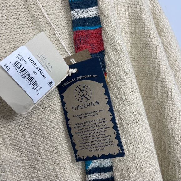 NWT Faherty Crow Stripes Duster Cardigan Braided Belt Border Stripe Ivory M / L - Picture 10 of 16